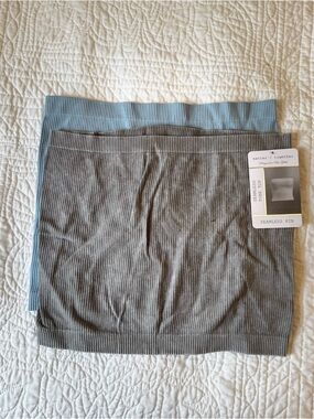 Together Ribbed Tup Top Set - Gray & Light Blue